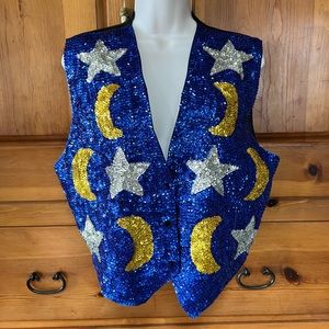 Sun/Moon/Stars Sequined Vest Size L